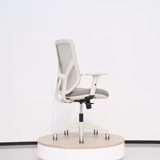 2023 Novos produtos Cadeira de malha com encosto médio em estrutura cinza Cadeiras giratórias de malha para escritório